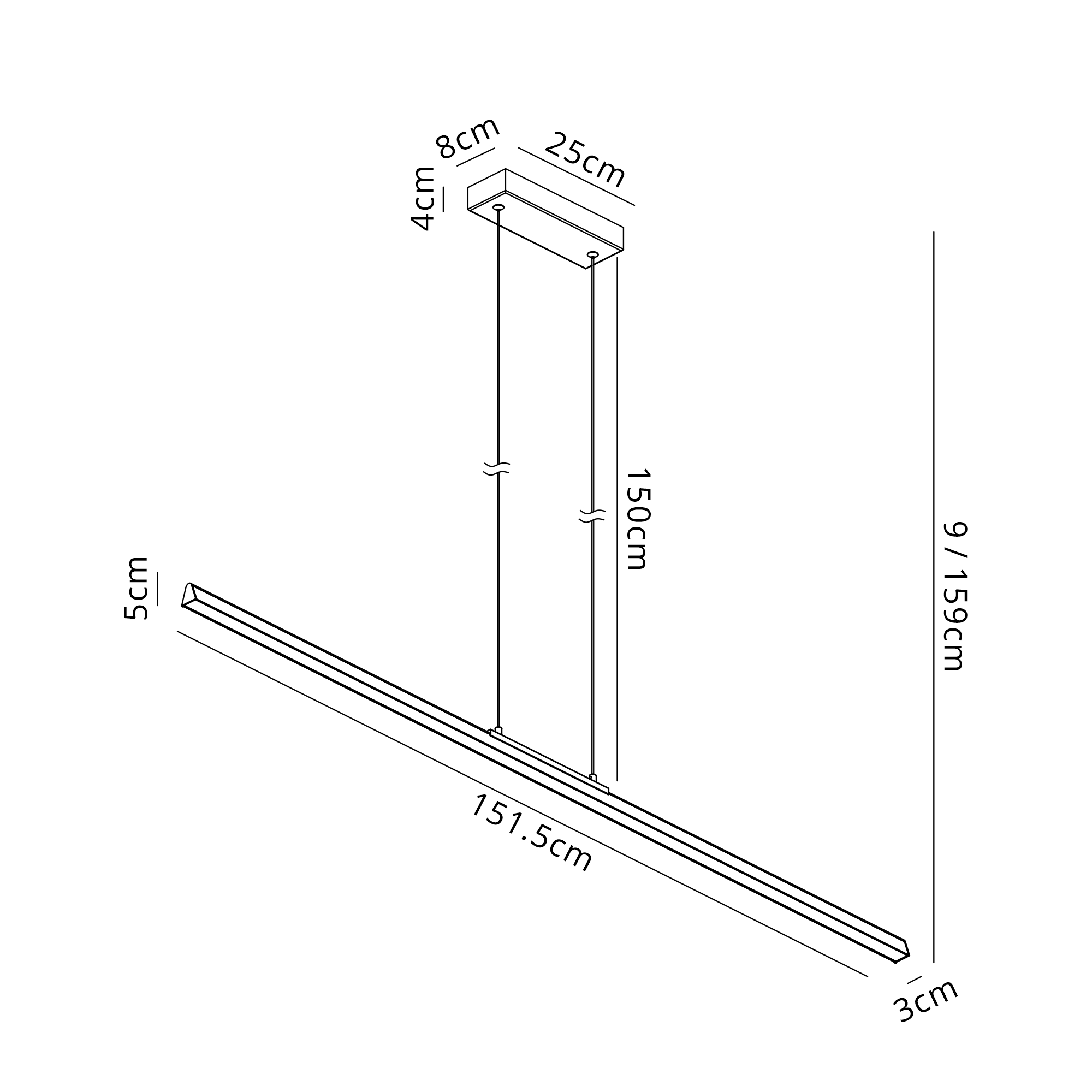 M8959  Lineal 1.5m Linear Pendant 54W LED 3000K Sand White